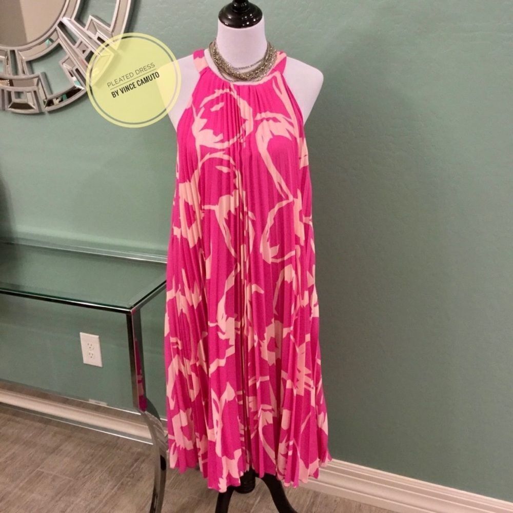 Vince Camuto Pleated Dress Sz M